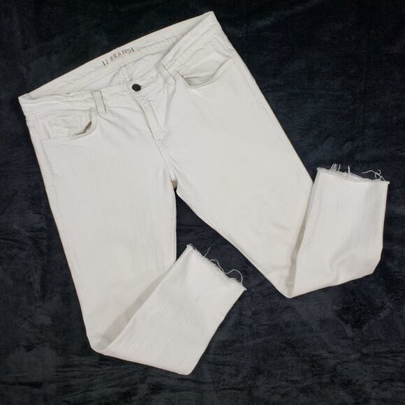 J Brand Skinny Crop Women 31 Mid Rise White Fray Hem Denim 3910c070 USA Made - Picture 2 of 8